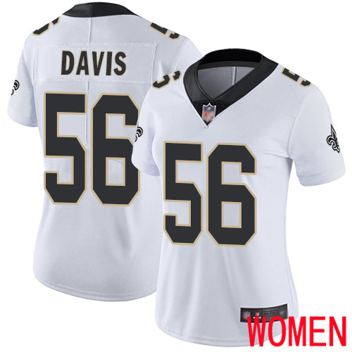 New Orleans Saints Limited White Women DeMario Davis Road Jersey NFL Football #56 Vapor Untouchable Jersey